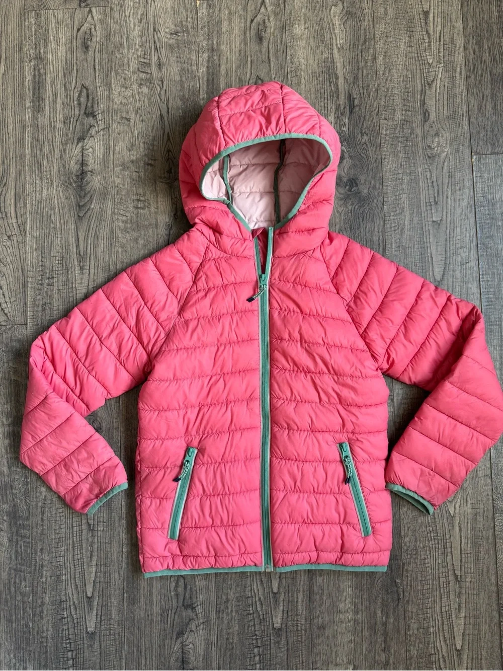 Mini Boden Kids' Pack-away Padded Jacket Rose Red- Size 11-12